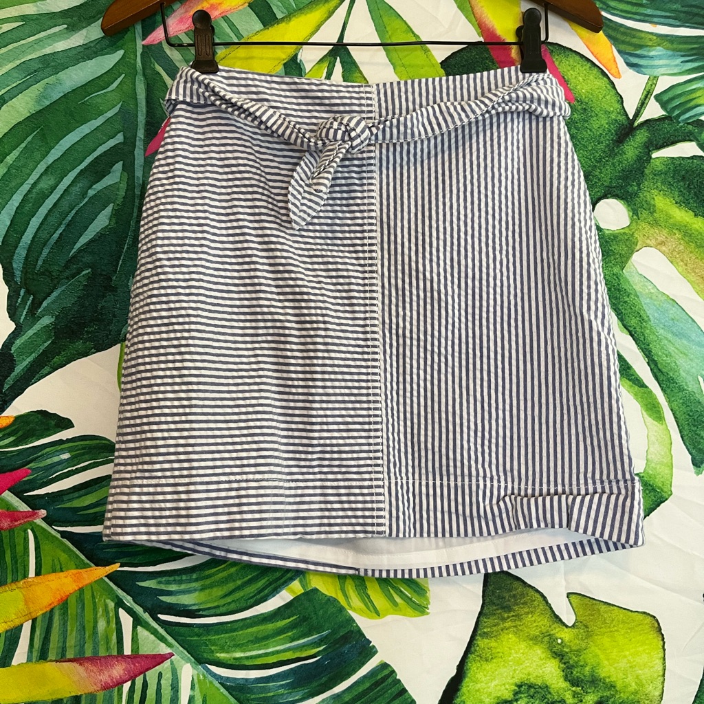 Vineyard Vines 00/24 Blue White Seersucker High Waist Summer Spring Mini Skirt